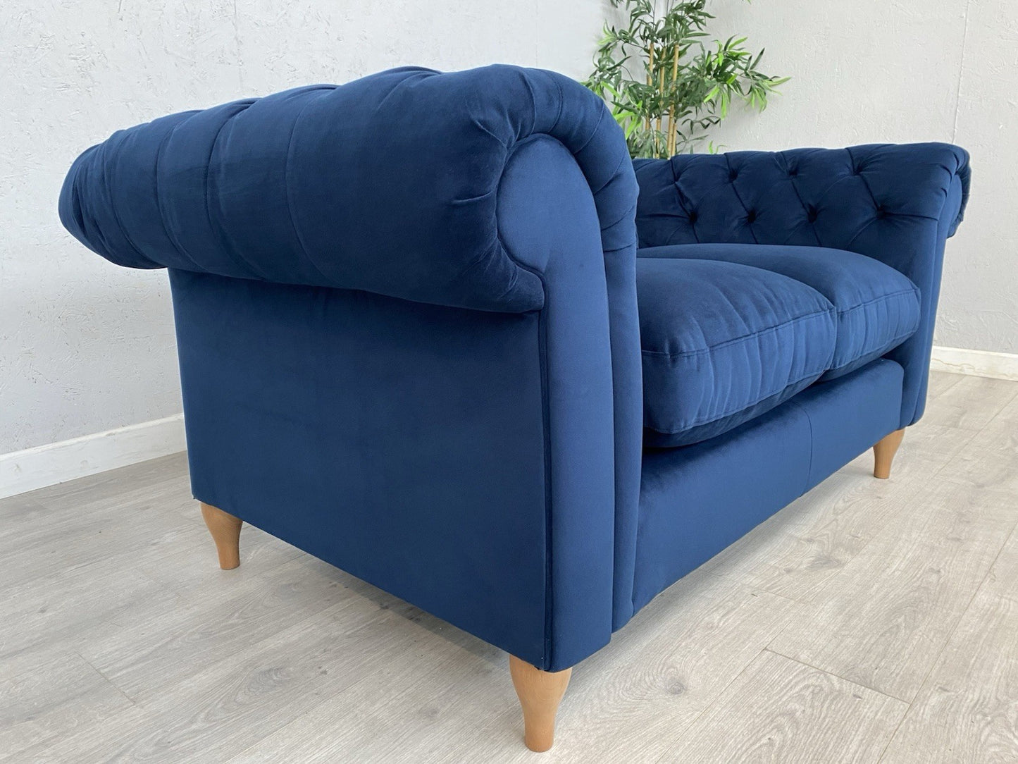 John Lewis - CROMWELL Chesterfield Fabric 2 Seater Sofa, Plush Navy - RRP £1,349