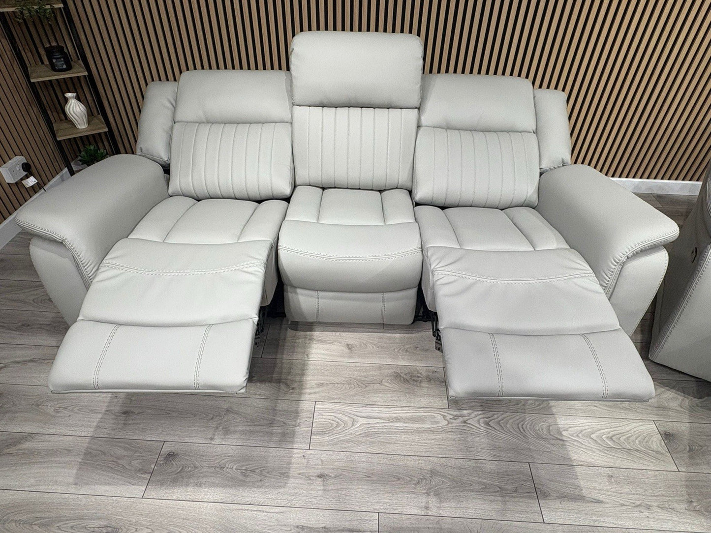 DOMINO 3 Seater + 2 Seater Leather Sofa Set, Power Recliners - RRP £2,995
