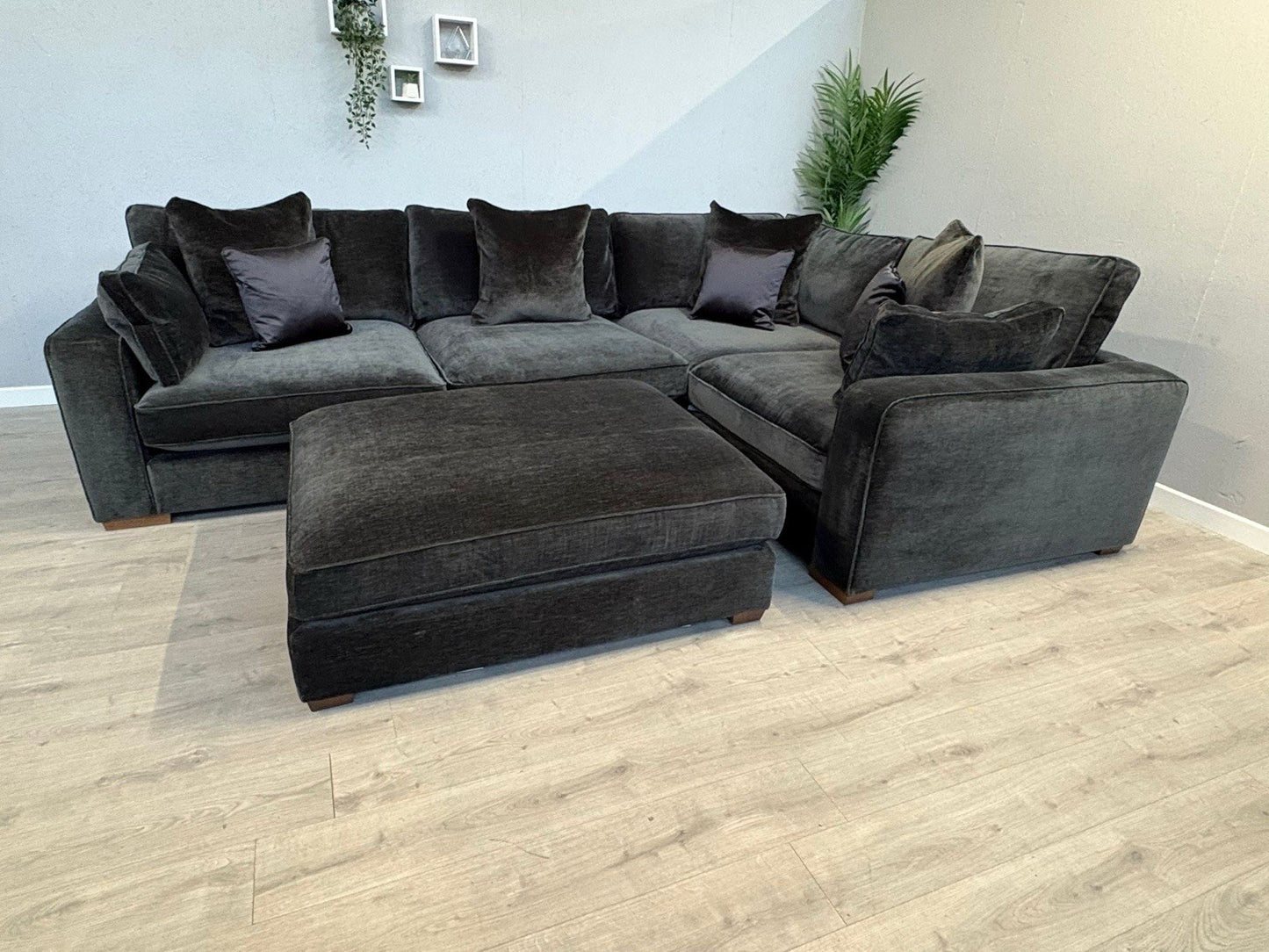 Sofology CAVALLI Fabric 3 Corner 1.5 Sofa + Footstool, Slate  - RRP £5,798