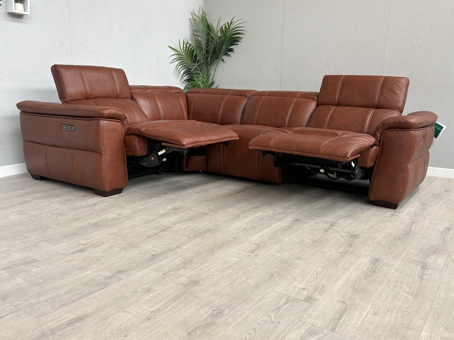 F.V Inca Leather Power Recliner Corner Sofa + Power Headrests - RRP £4095