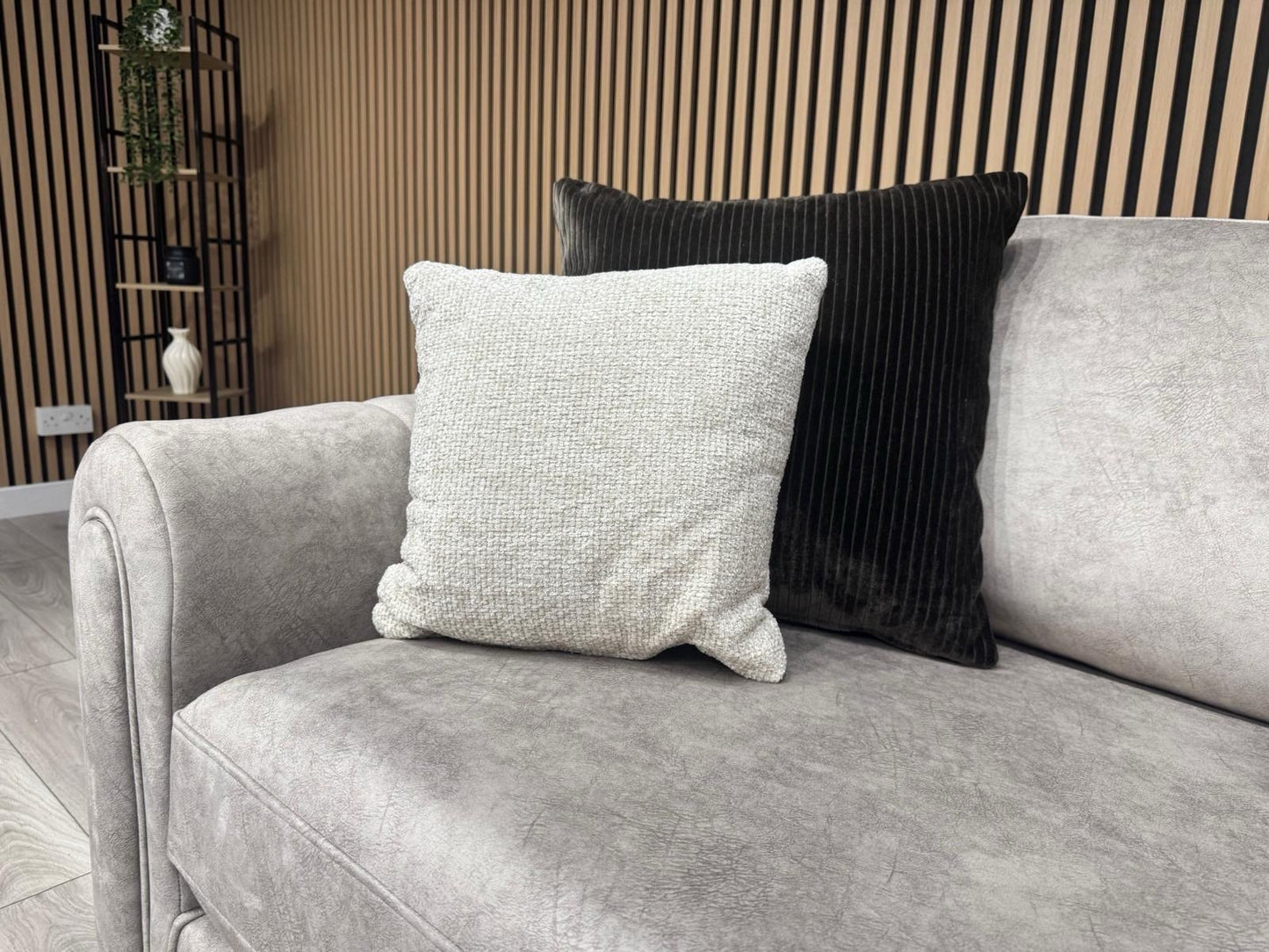 DEVINE Glamour Large Fabric 2 Corner 2 Sofa, Gemini Silver - RRP £2,895