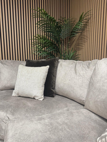 DEVINE Glamour Large Fabric 2 Corner 2 Sofa, Gemini Silver - RRP £2,895