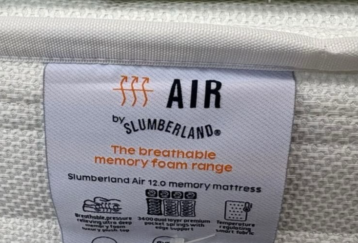 Slumberland AIR 12 Memory Pocket 6ft Superking Mattress, Medium - RRP £1,599