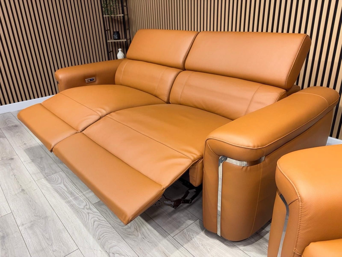 VENICE Leather 3 Seater + 2 Seater Console Power Recliner Sofa Set - RRP £4,598