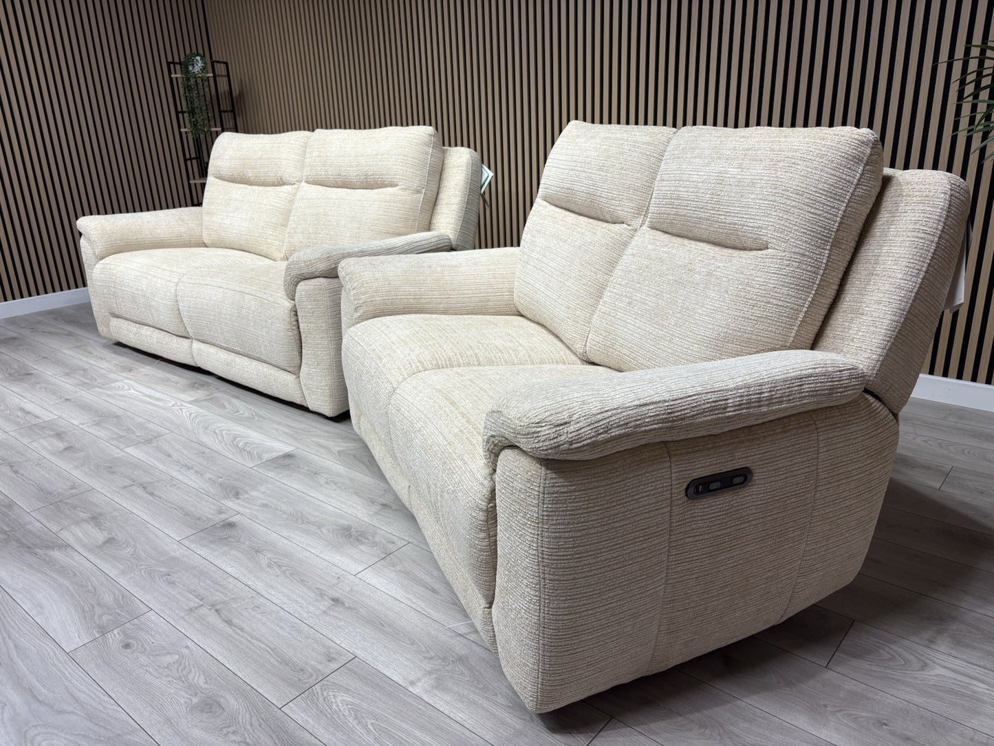 NAVONA 3 Seater + 2 Seater Fabric Sofa Set, Power Recliners - RRP £3,298