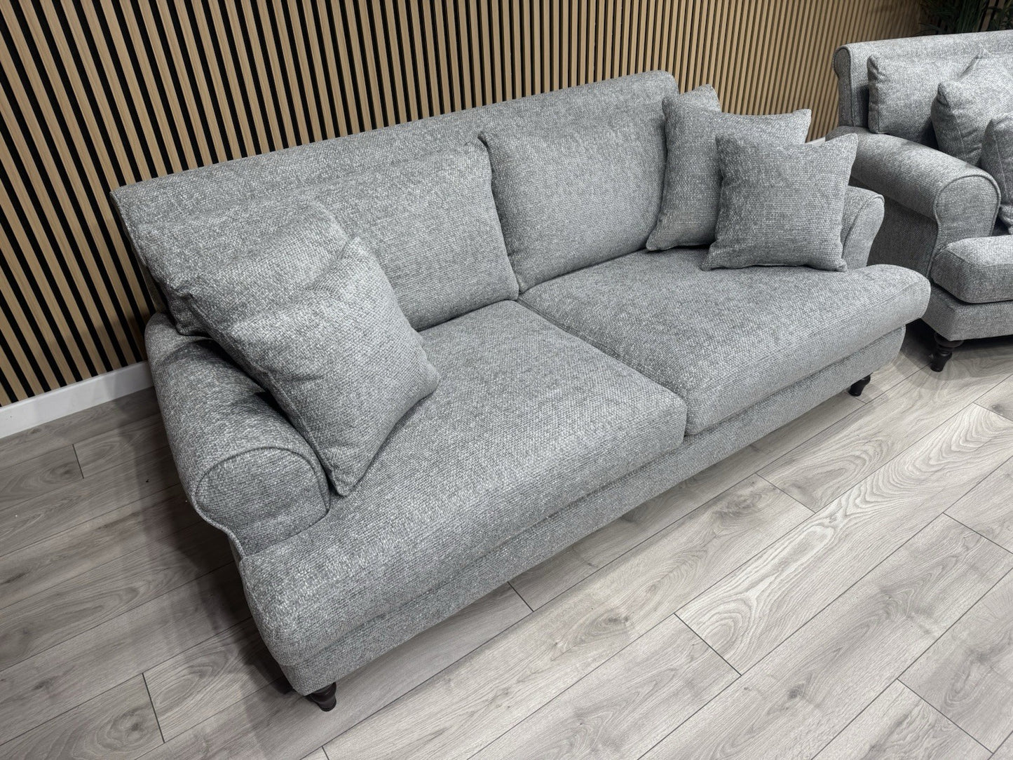 Laura Ashley LYNDEN Style Fabric 3 Seater + 2 Seater Sofa Set, Grey - RRP £2,700