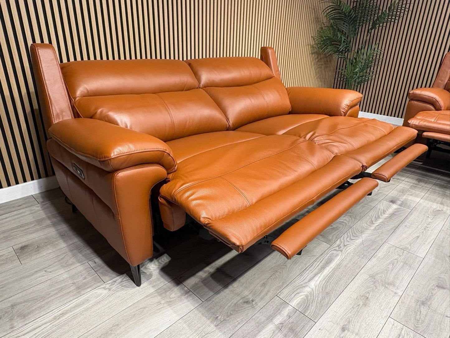 Furniture Village PANACHE Style Leather 3 + 2 Seater Power Recliner Sofa Set