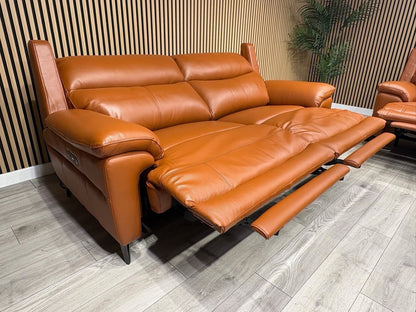 Furniture Village PANACHE Style Leather 3 + 2 Seater Power Recliner Sofa Set