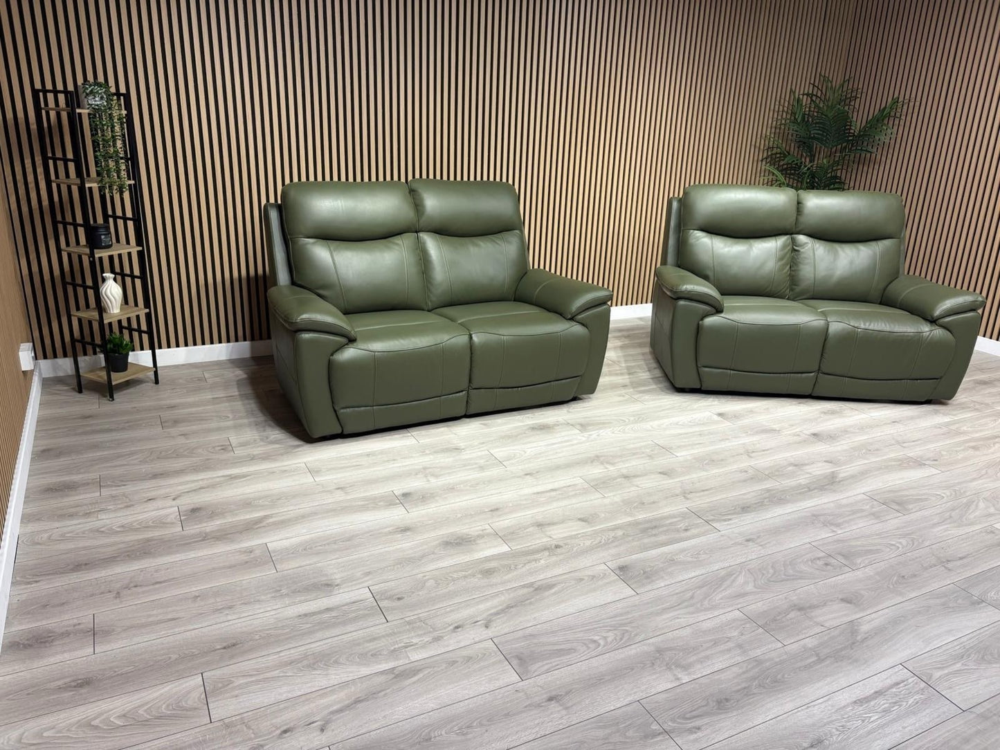 Furniture Village - SLOANE Leather 2 x 2 Seater Sofa Set, Oslo Pine - RRP £2,190