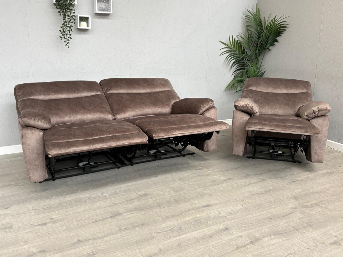 DFS - FAXON Fabric 3 Seater Sofa + Armchair, Power Recliner Sofa Set - RRP £1548