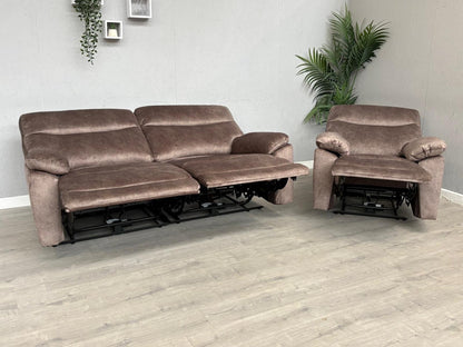 DFS - FAXON Fabric 3 Seater Sofa + Armchair, Power Recliner Sofa Set - RRP £1548