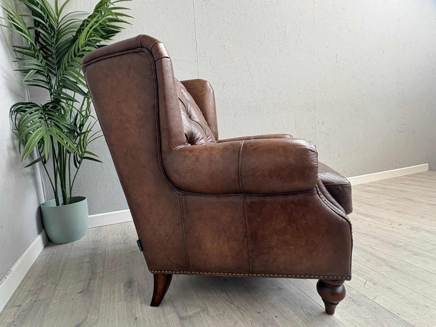F. Village - At The Helm SHACKLETON Leather Chesterfield Wing Chair - RRP £1795