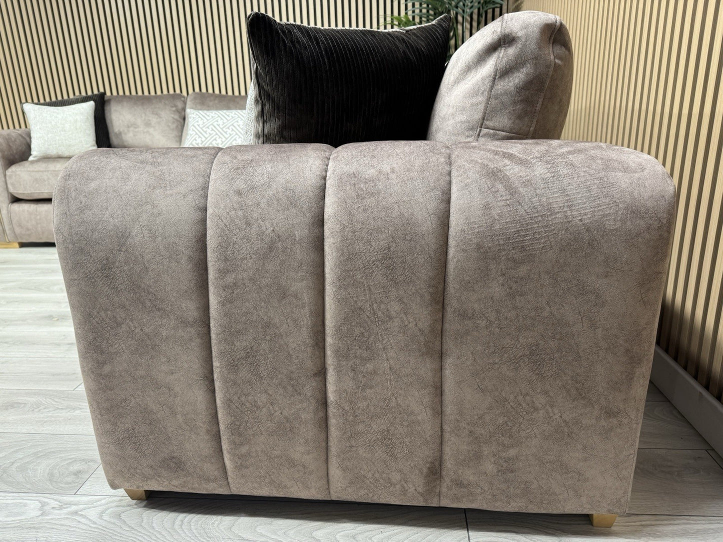 DEVINE Glamour Large Fabric 2 Corner 2 Sofa, Gemini Chocolate - RRP £2,695