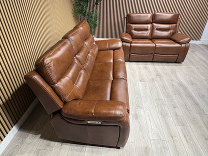 Kingsbury Premium Leather 3+2 Seater Power Recliner Sofa Set - RRP £3898
