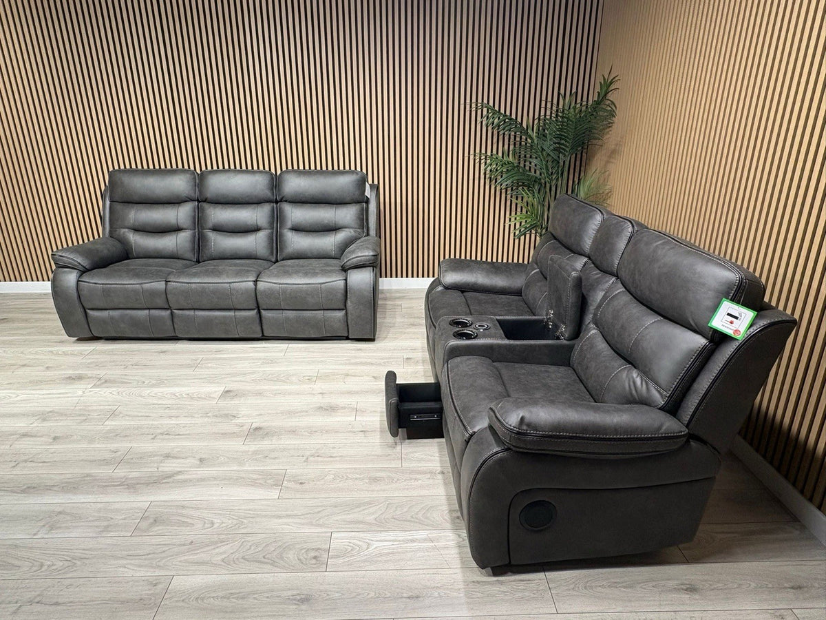 DFS Vinson Fabric 3+2 Seater Power Recliner Sofa Set + Console  - RRP £3899