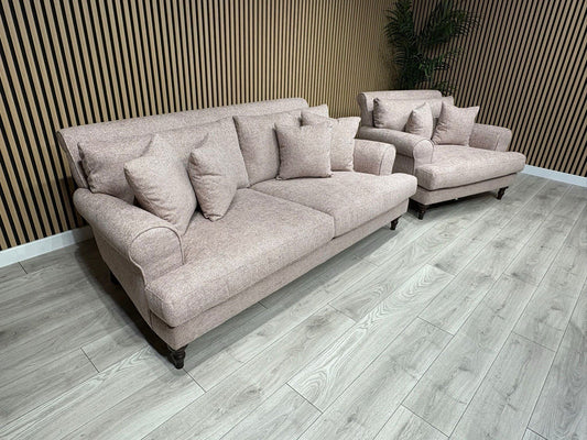 Laura Ashley LYNDEN Style Fabric 3 Seater Sofa + 1 Snuggle Chair - RRP £2895