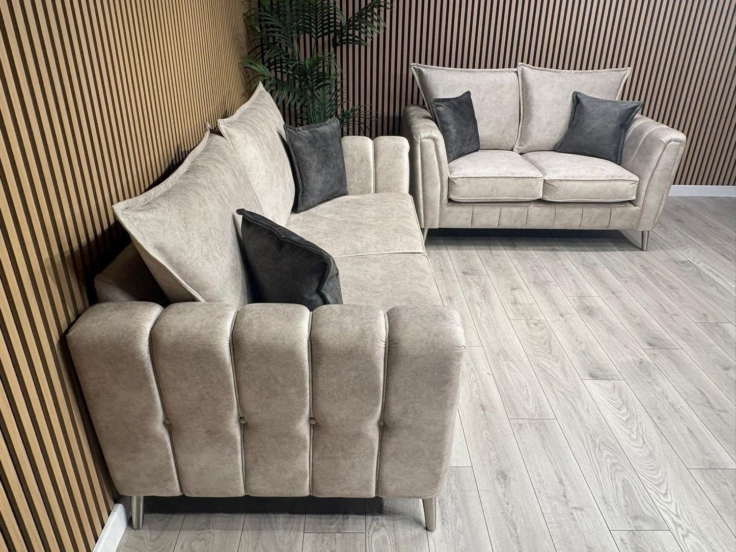 DFS - Cherished Style 3 + 2 Seater Sofa Set, Formal Back, Oatmeal - RRP £2,598
