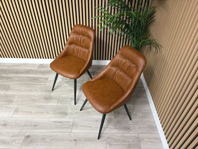NEXT Sample - Corrine Leather Effect Tan Dining Chairs
