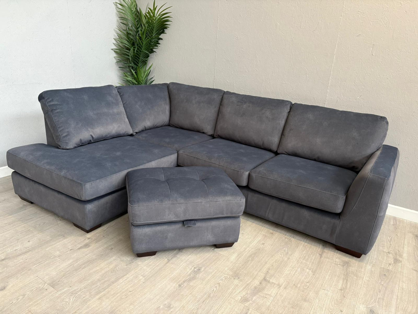 Furniture Village Dinky LHF Fabric Corner Chaise End Sofa + Footstool, RRP: £1890