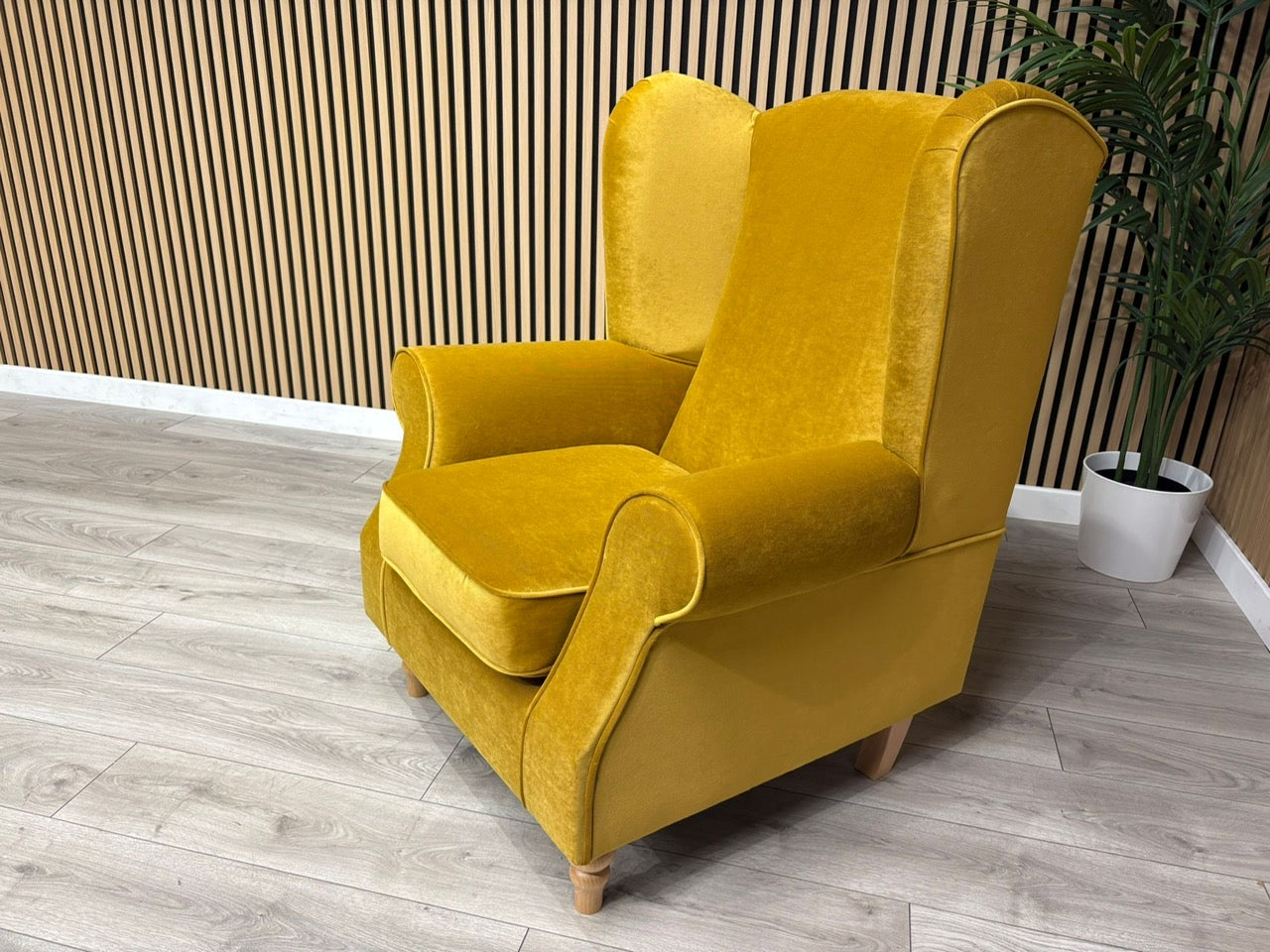 Habitat Fabric Wingback Chair / Armchair, Mustard - RRP £999