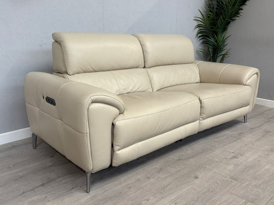 Furniture Village Vino Leather 3 Seater Power Recliner Sofa with Power Headrests - RRP £2595
