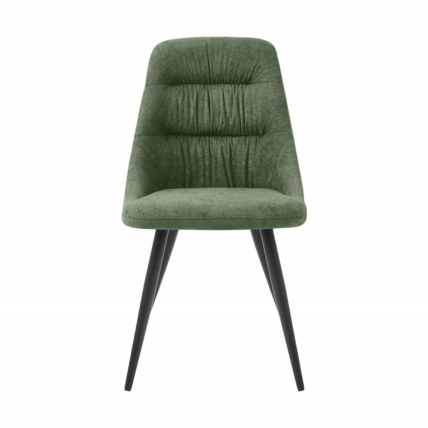 Green Linen Effect Padded Dining Chair Black Metal Legs