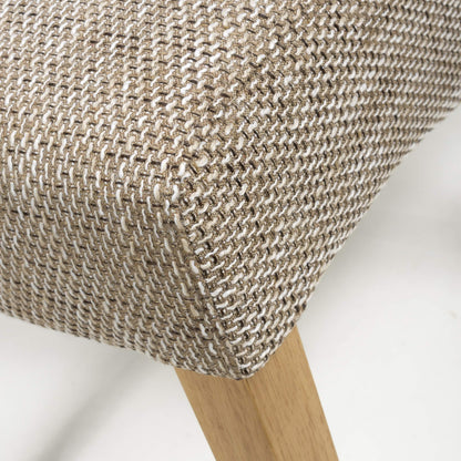 Tweed Oatmeal Fabric Dining Chair with Wooden Legs