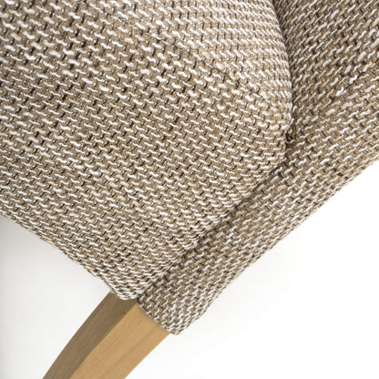 Tweed Oatmeal Fabric Dining Chair with Wooden Legs