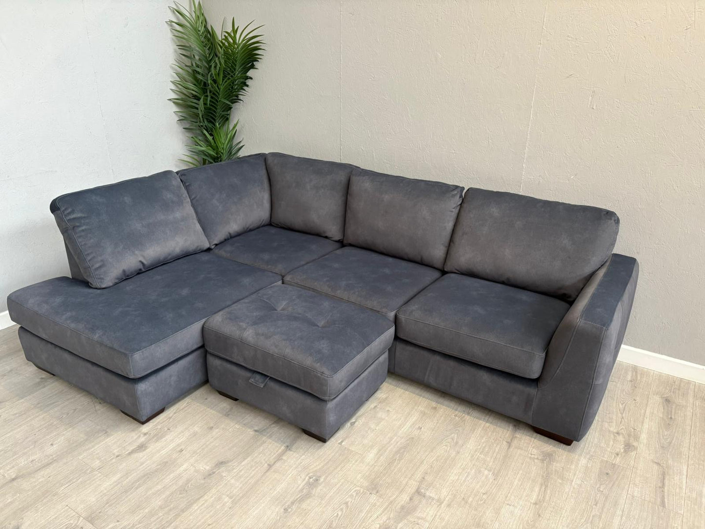 Furniture Village Dinky LHF Fabric Corner Chaise End Sofa + Footstool, RRP: £1890