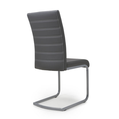 Dark Grey Leather Dining Chair White Stitching