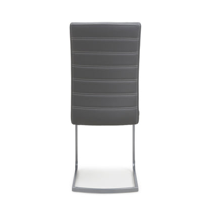 Dark Grey Leather Dining Chair White Stitching