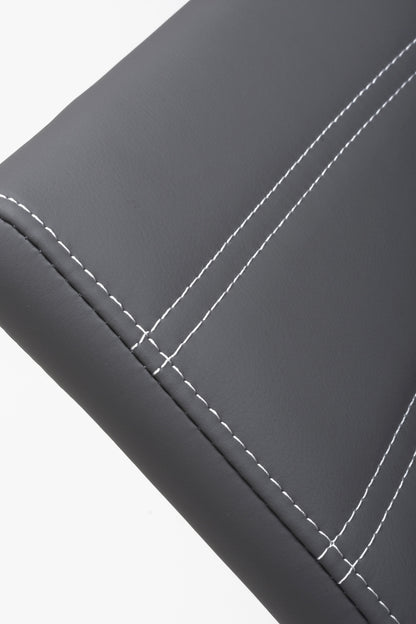 Dark Grey Leather Dining Chair White Stitching