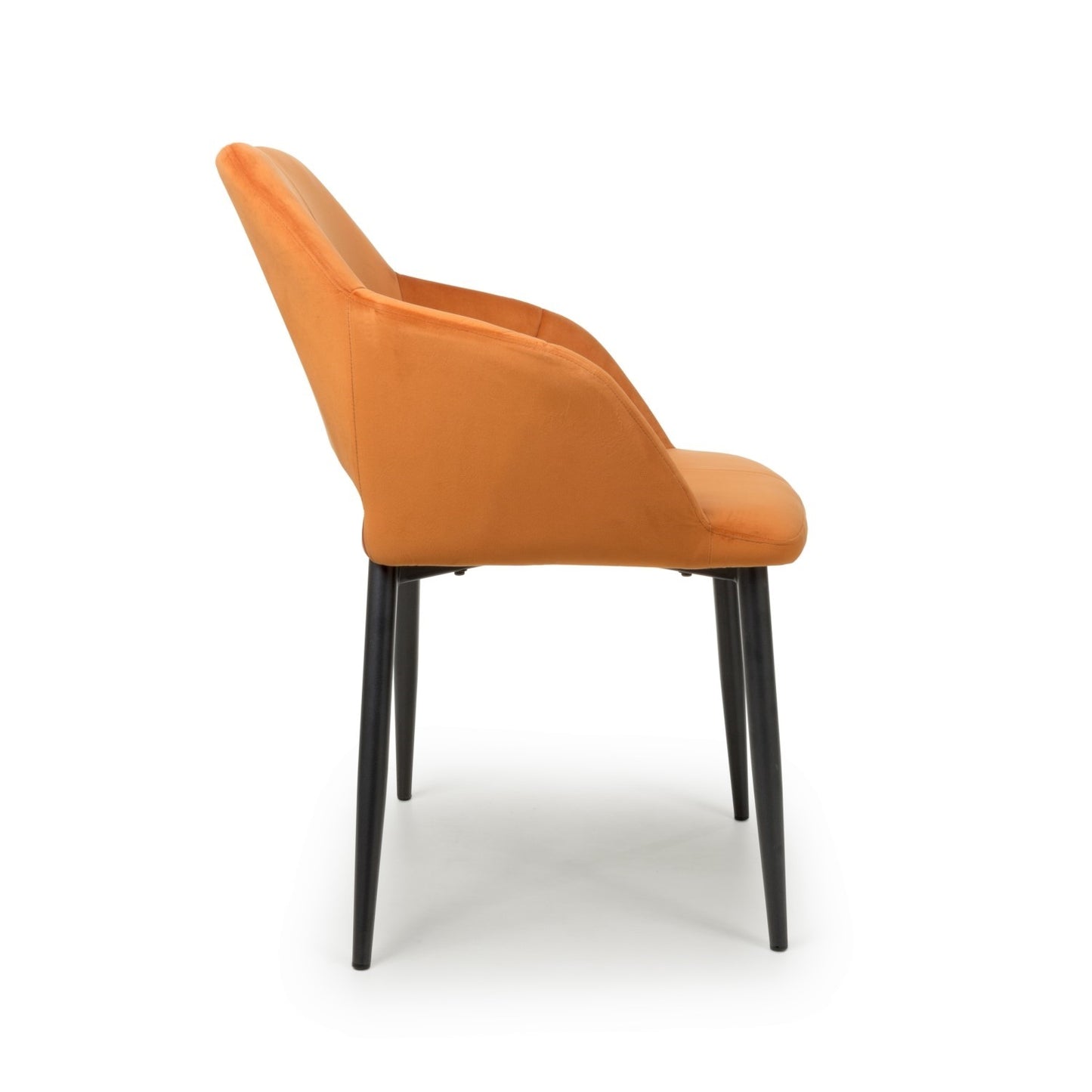 Orange Brushed Velvet Dining Chair Black Legs