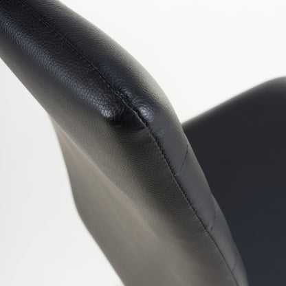Black Leather Curved Back Cantilever Dining Chair