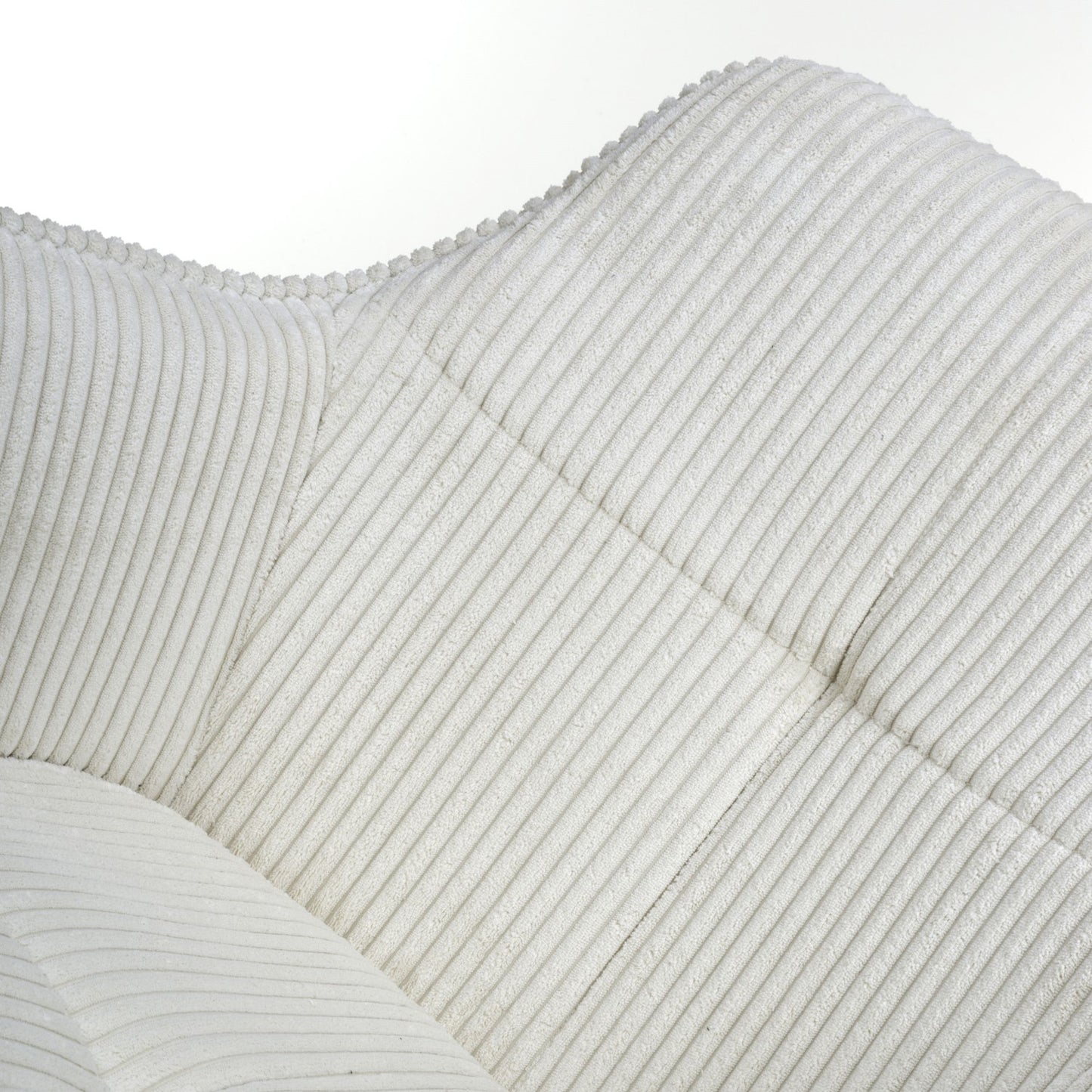 White Corduroy Fabric Dining Chair Black Metal Legs