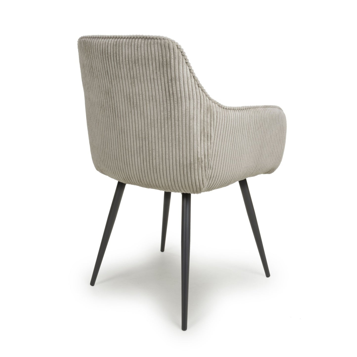 Mink Cream Corduroy Fabric Dining Chair Black Metal Legs