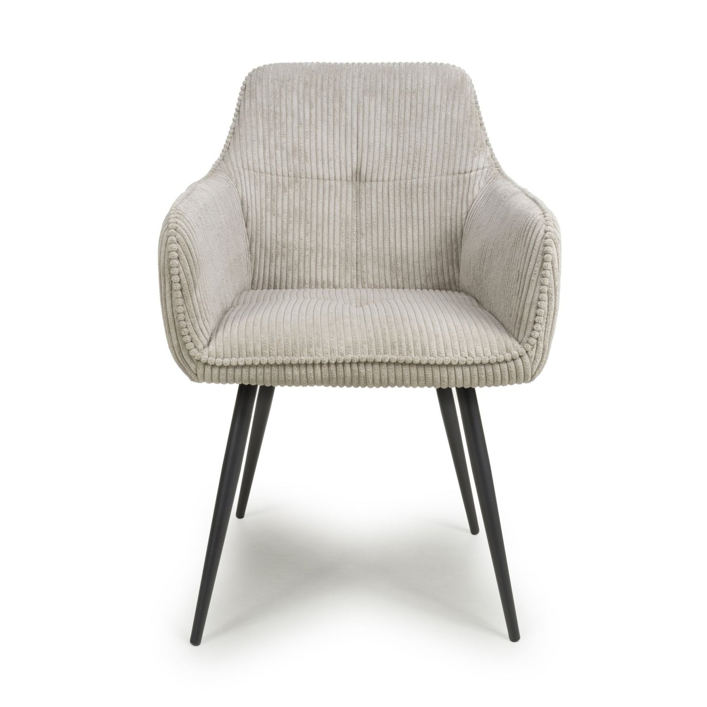 Mink Cream Corduroy Fabric Dining Chair Black Metal Legs