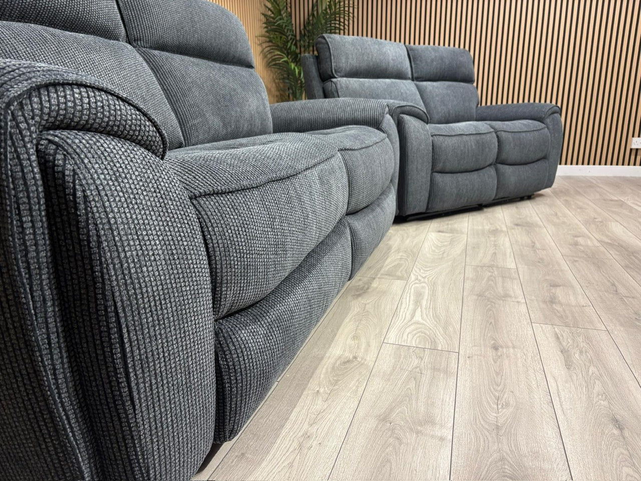 Atlanta - Fabric 3+2 Seater Sofa Set with Power Recliners, Coda Black - RRP £2478