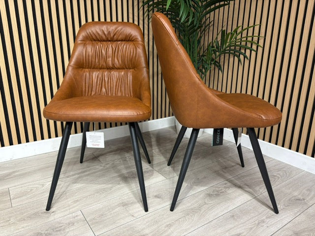 NEXT Sample - Corrine Leather Effect Tan Dining Chairs