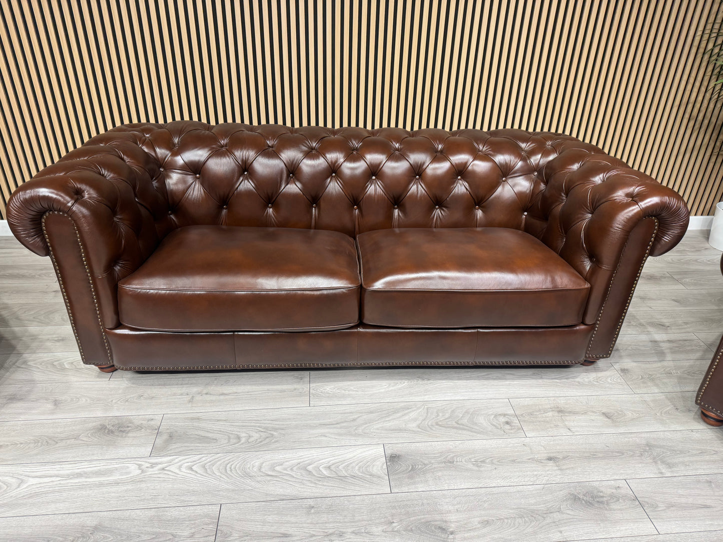 At The Helm Shackleton Style 3 Seater + 2 Armchairs Leather Chesterfield Sofa Set