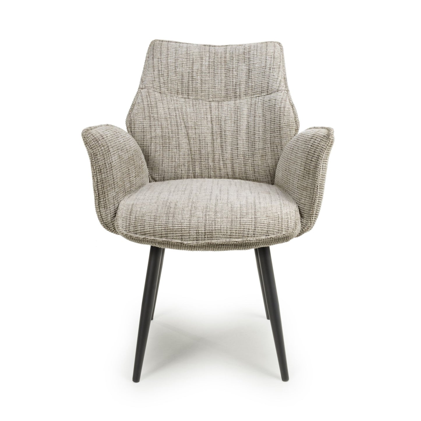 Toffee Cream Tweed Fabric Dining Chair Black Legs