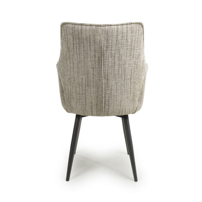 Toffee Cream Tweed Fabric Dining Chair with Black Metal Legs