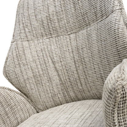 Toffee Cream Tweed Fabric Dining Chair with Black Metal Legs