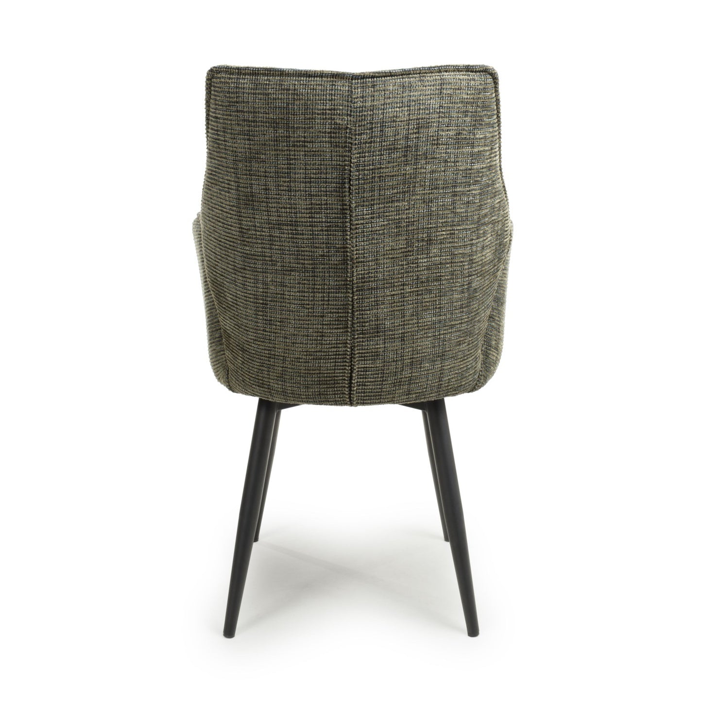 Green Tweed Fabric Swivel Dining Chair Black Metal Legs