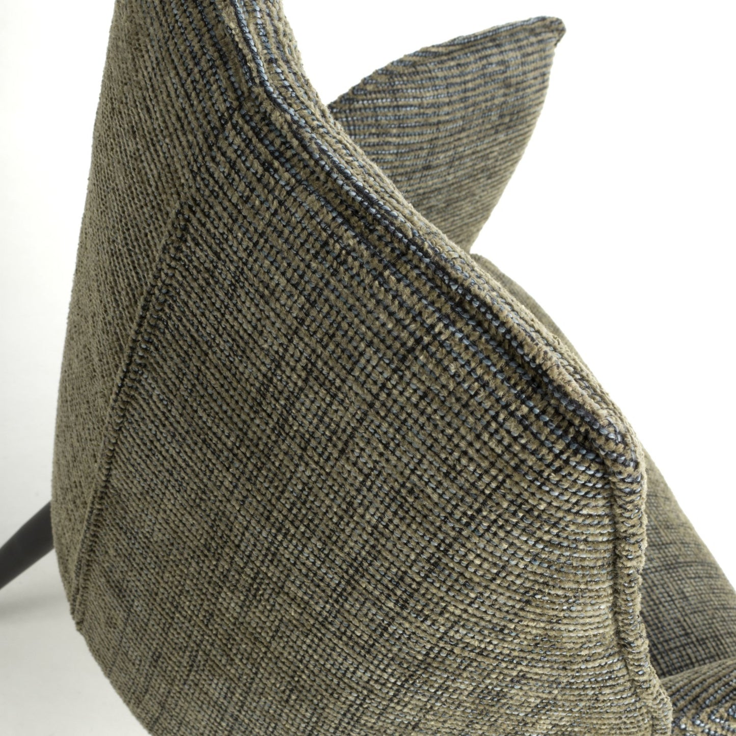 Green Tweed Fabric Swivel Dining Chair Black Metal Legs