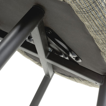 Green Tweed Fabric Swivel Dining Chair Black Metal Legs