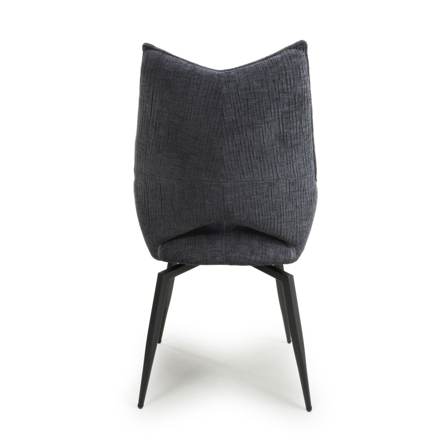 Charcoal Grey Textured Fabric Swivel Dining Chair Black Legs
