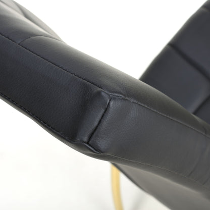 Jenner Leather Effect Black Gold Dining Chair