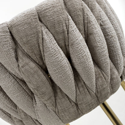 Mink Chenille Effect Fabric Dining Chair Gold Metal Legs