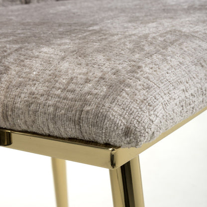 Mink Chenille Effect Fabric Dining Chair Gold Metal Legs